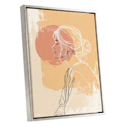 Peach Gold Woman Line Art Sunset Portrait