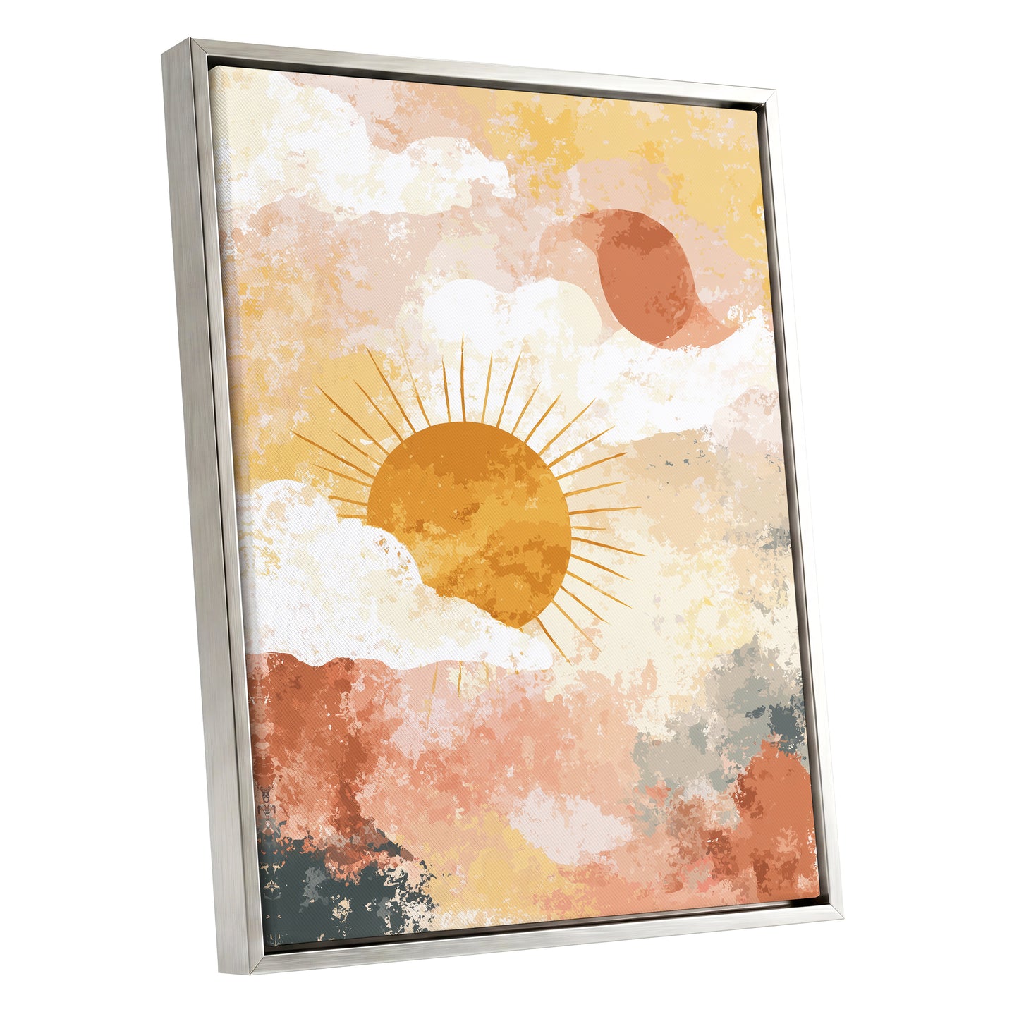 Golden Sun Peach Abstract Cloud Landscape Art