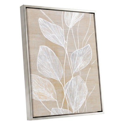 Beige White Botanical Leaf Line Art Print