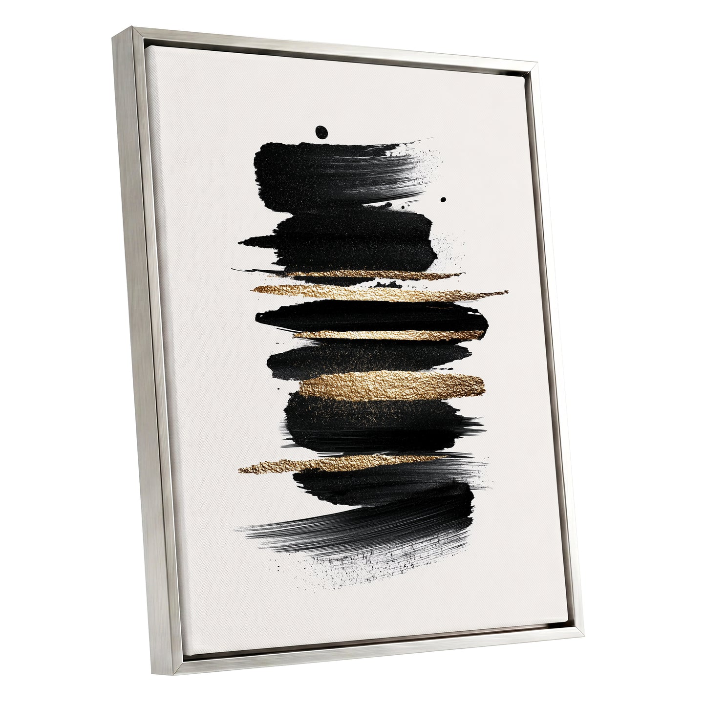 Black and Gold Abstract Brushstroke Wall Art