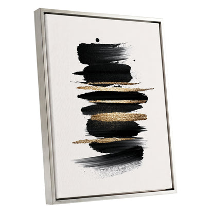 Black and Gold Abstract Brushstroke Wall Art