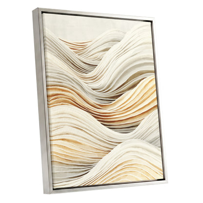 Ivory Beige Layered Abstract Wavy Line Art