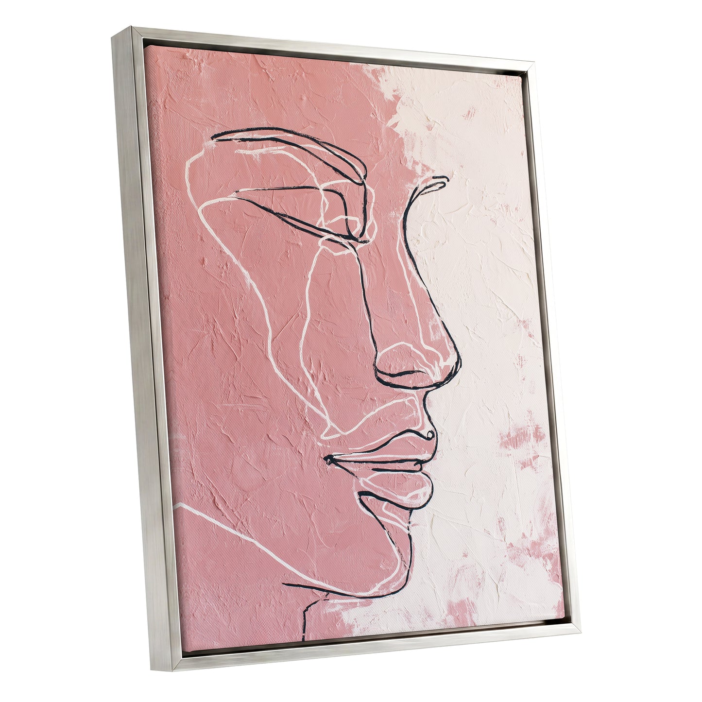 Blush Pink Abstract Woman Face Line Art