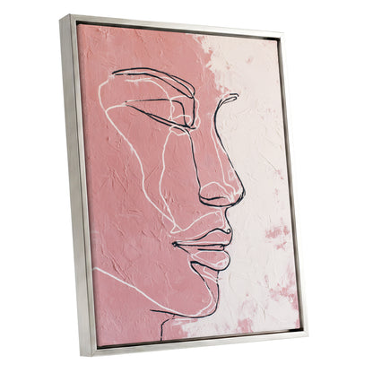 Blush Pink Abstract Woman Face Line Art