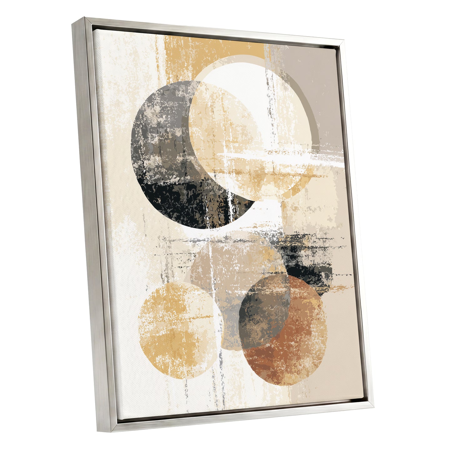 Black Gold Taupe Geometric Circle Abstract Art
