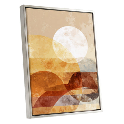 Golden Ochre Geometric Sunset Abstract Wall Art