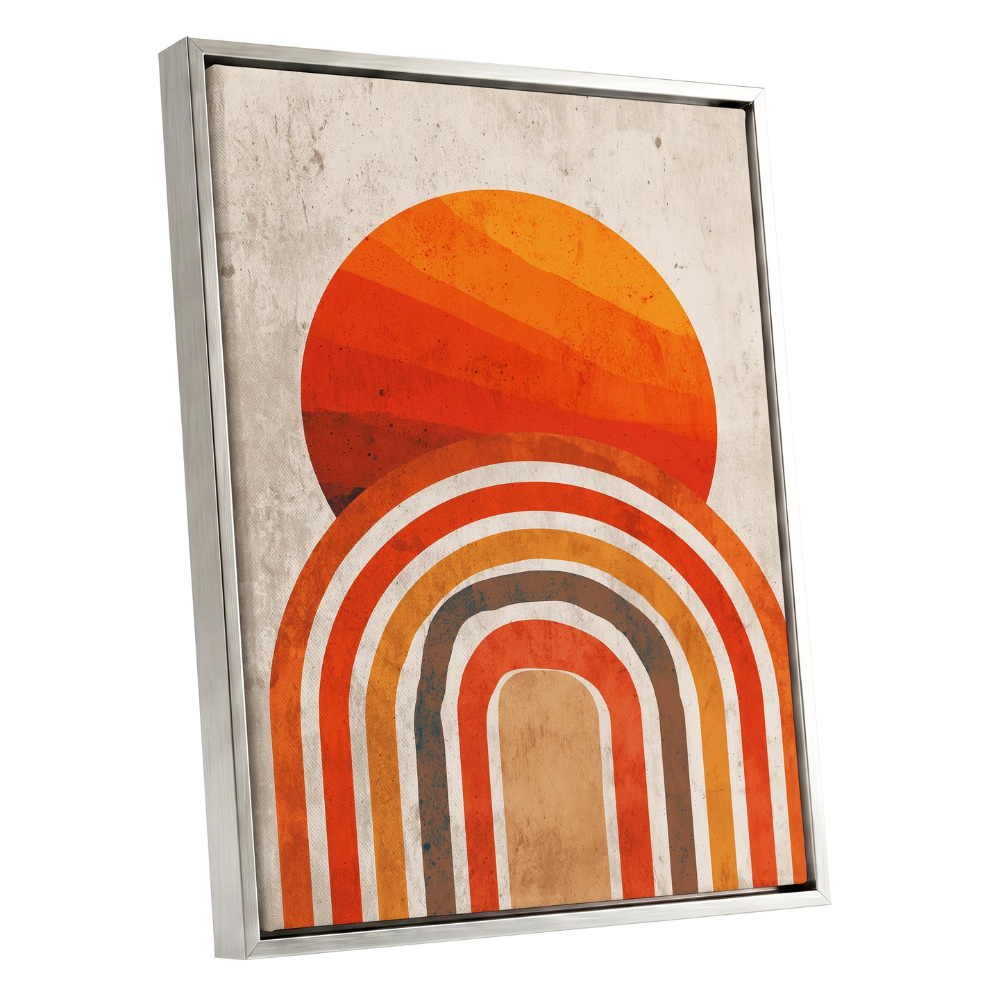 Retro Orange Sunset Rainbow Arch Abstract Art