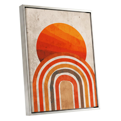 Retro Orange Sunset Rainbow Arch Abstract Art