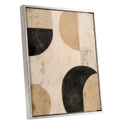 Neutral Beige Black Textured Geometric Abstract Art