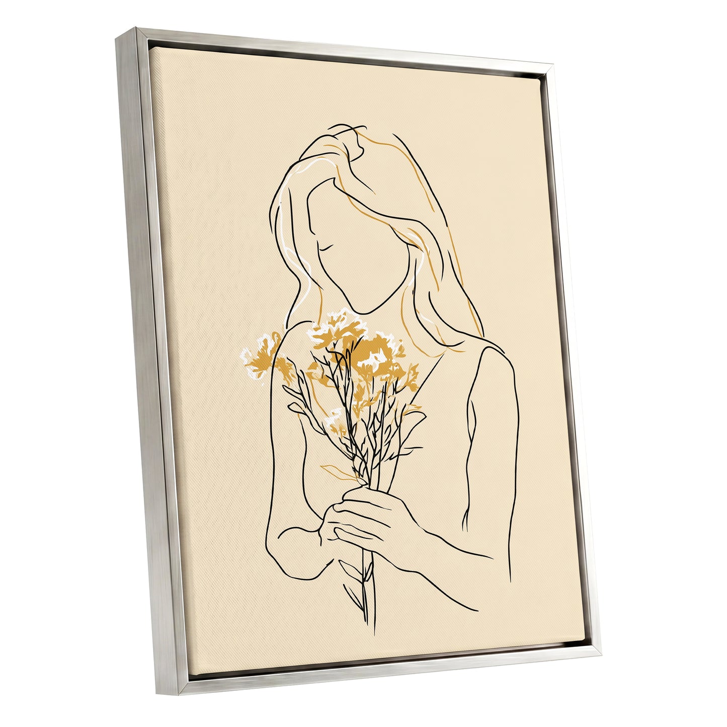 Minimalist Woman with Flowers Line Art