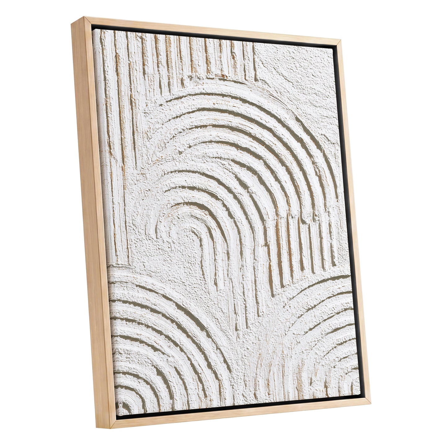 Ivory Beige Textured Rainbow Arch Abstract Art