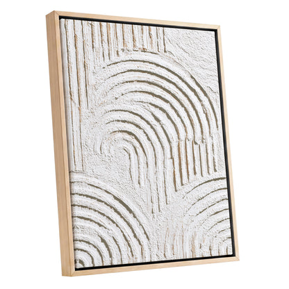 Ivory Beige Textured Rainbow Arch Abstract Art