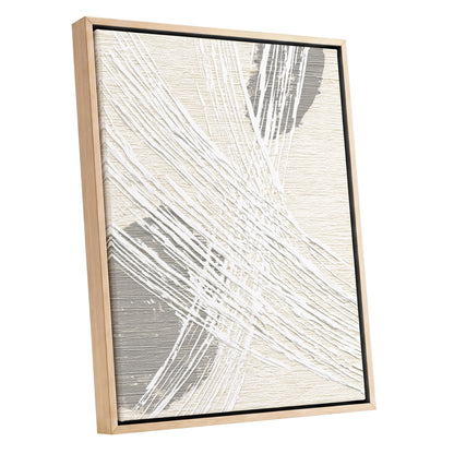 Ivory Gray Linear Palm Leaf Abstract Wall Art