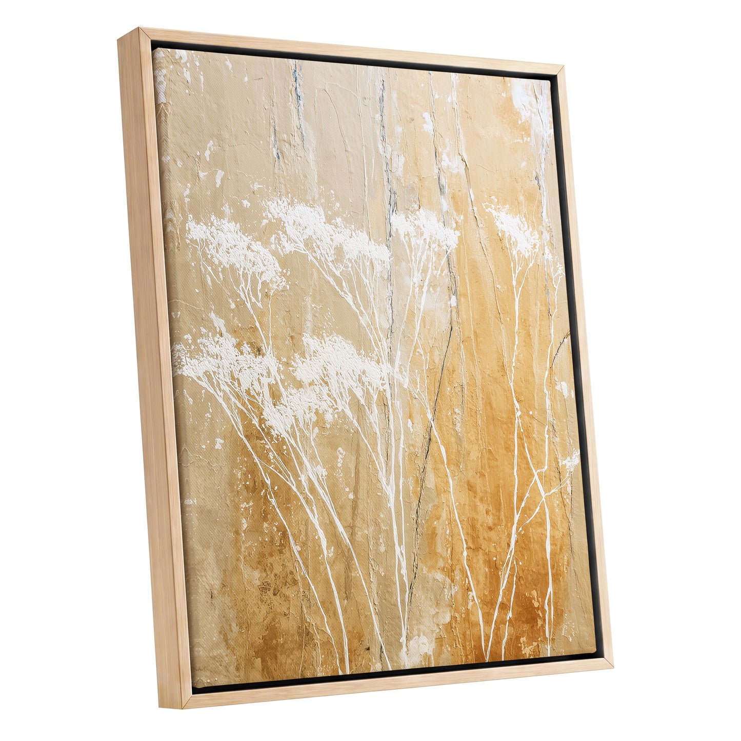 Warm Ochre Botanical Abstract Wall Art