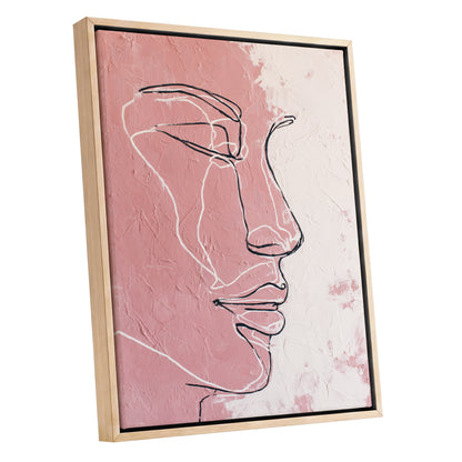 Blush Pink Abstract Woman Face Line Art
