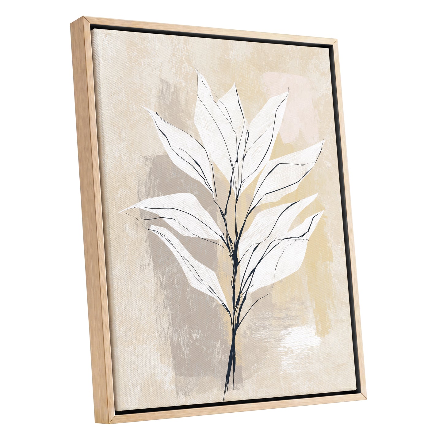 Ivory Beige Minimal Botanical Leaf Wall Art