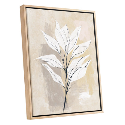 Ivory Beige Minimal Botanical Leaf Wall Art