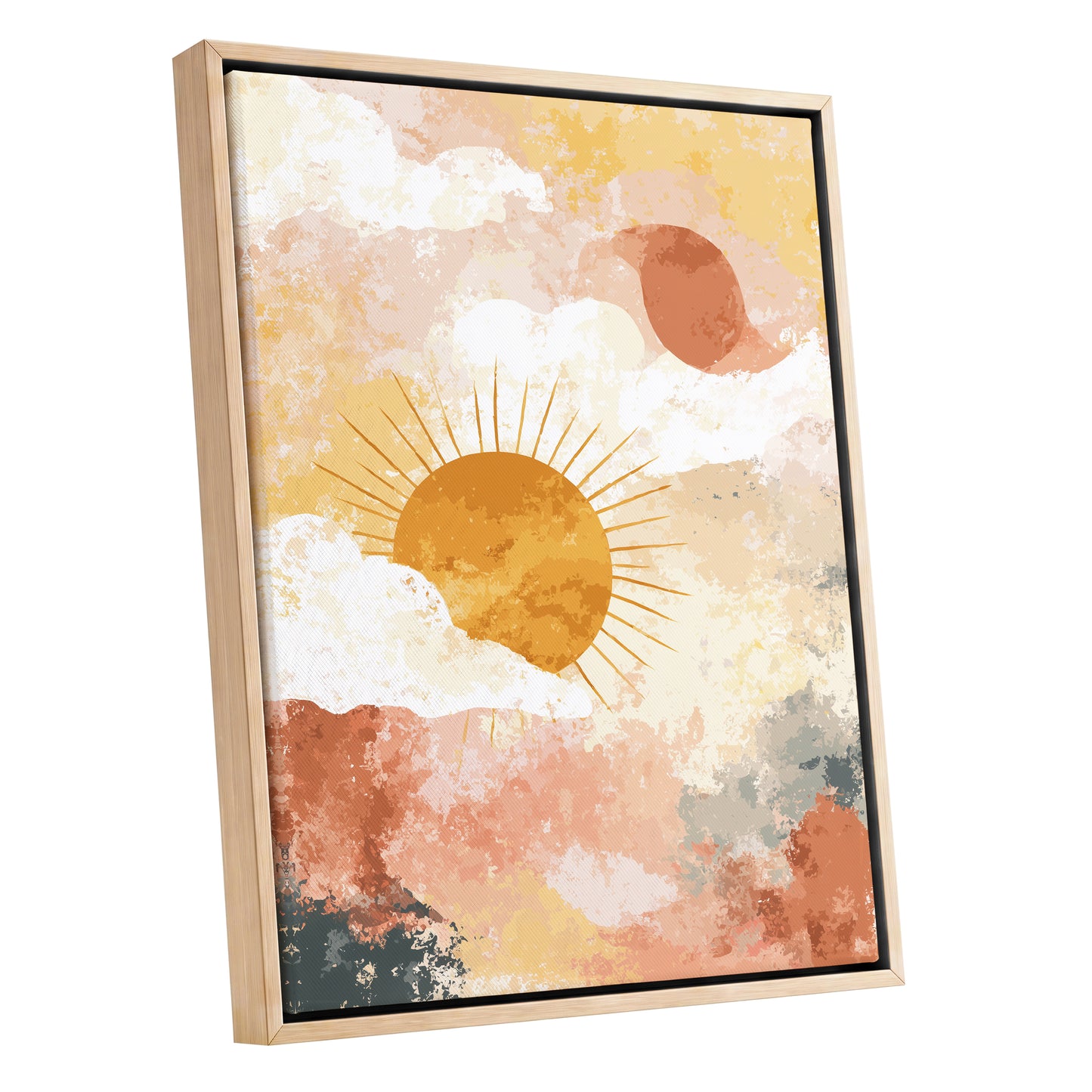 Golden Sun Peach Abstract Cloud Landscape Art