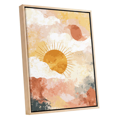 Golden Sun Peach Abstract Cloud Landscape Art