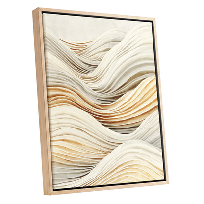 Ivory Beige Layered Abstract Wavy Line Art