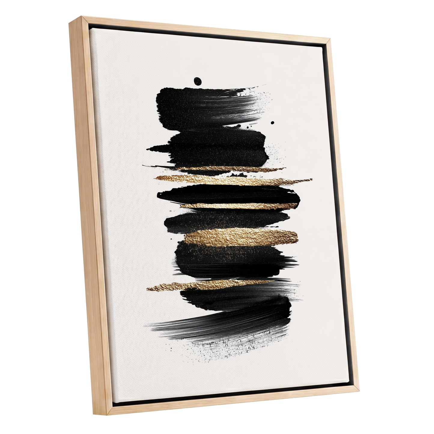 Black and Gold Abstract Brushstroke Wall Art