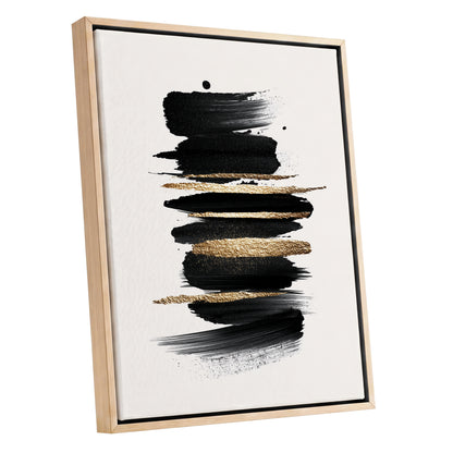 Black and Gold Abstract Brushstroke Wall Art