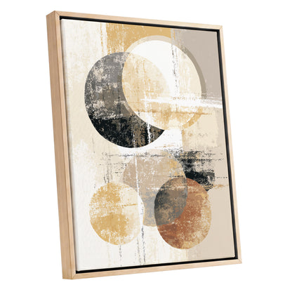 Black Gold Taupe Geometric Circle Abstract Art