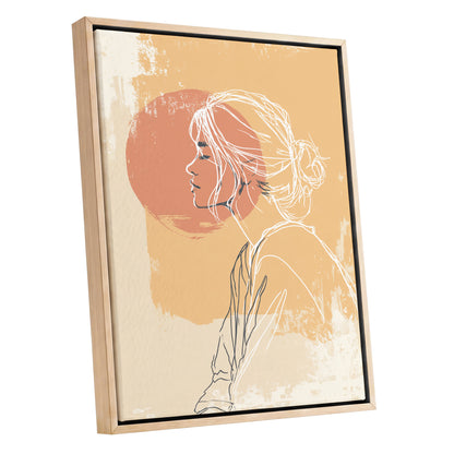 Peach Gold Woman Line Art Sunset Portrait