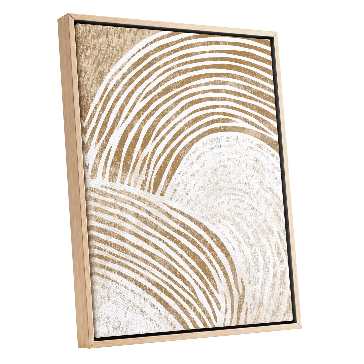 Warm Beige Abstract Curved Lines Wall Art