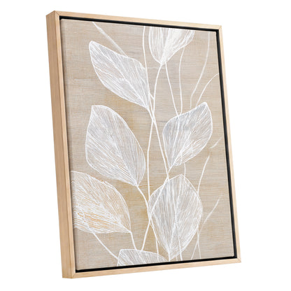 Beige White Botanical Leaf Line Art Print