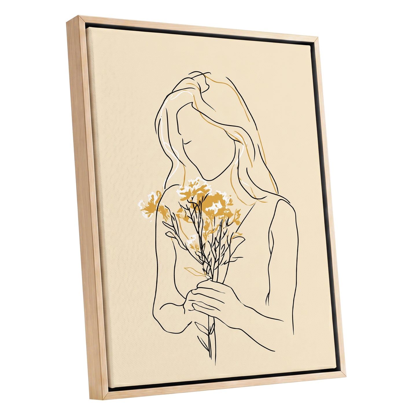 Minimalist Woman with Flowers Line Art