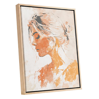 Orange Gold Abstract Woman Profile Portrait Art