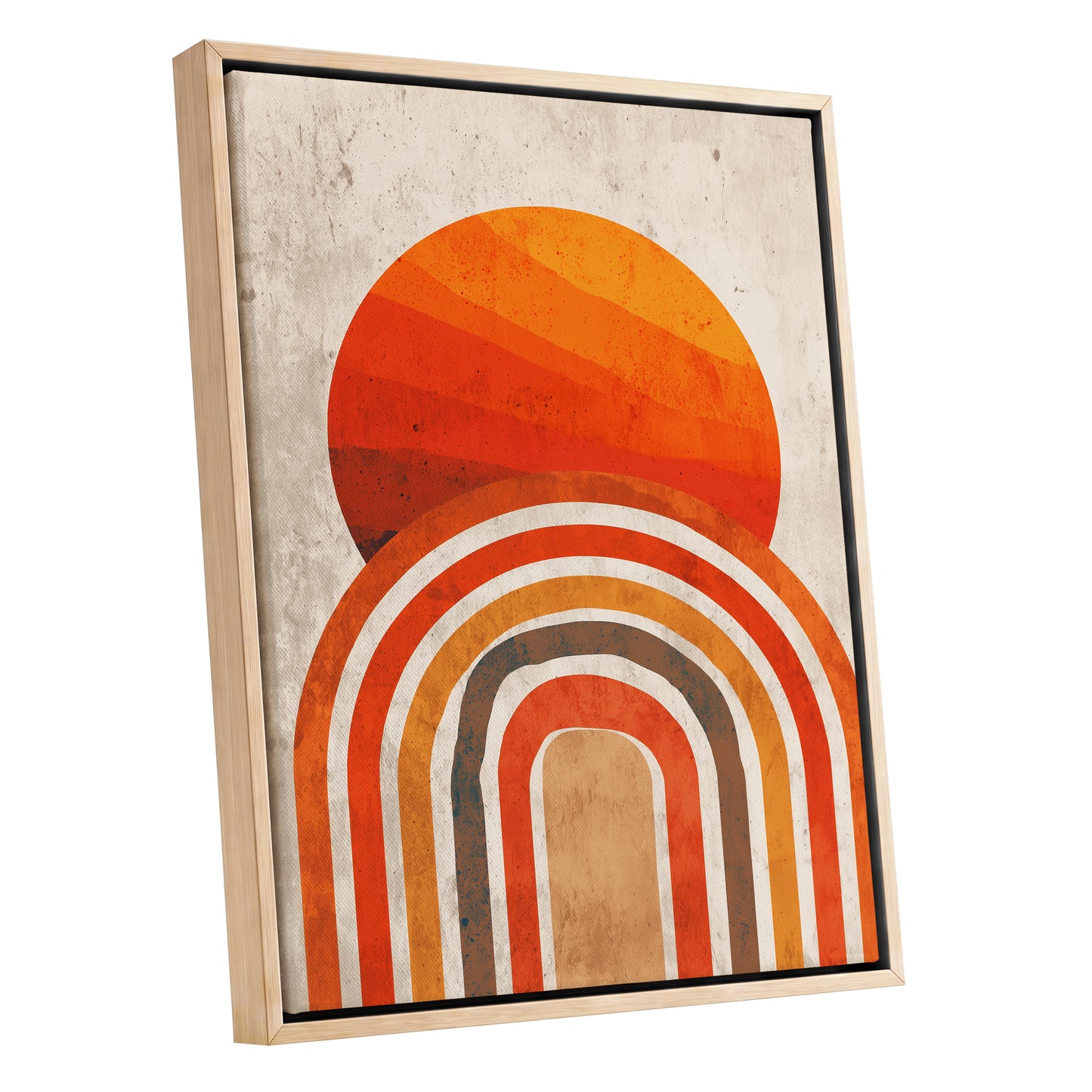 Retro Orange Sunset Rainbow Arch Abstract Art