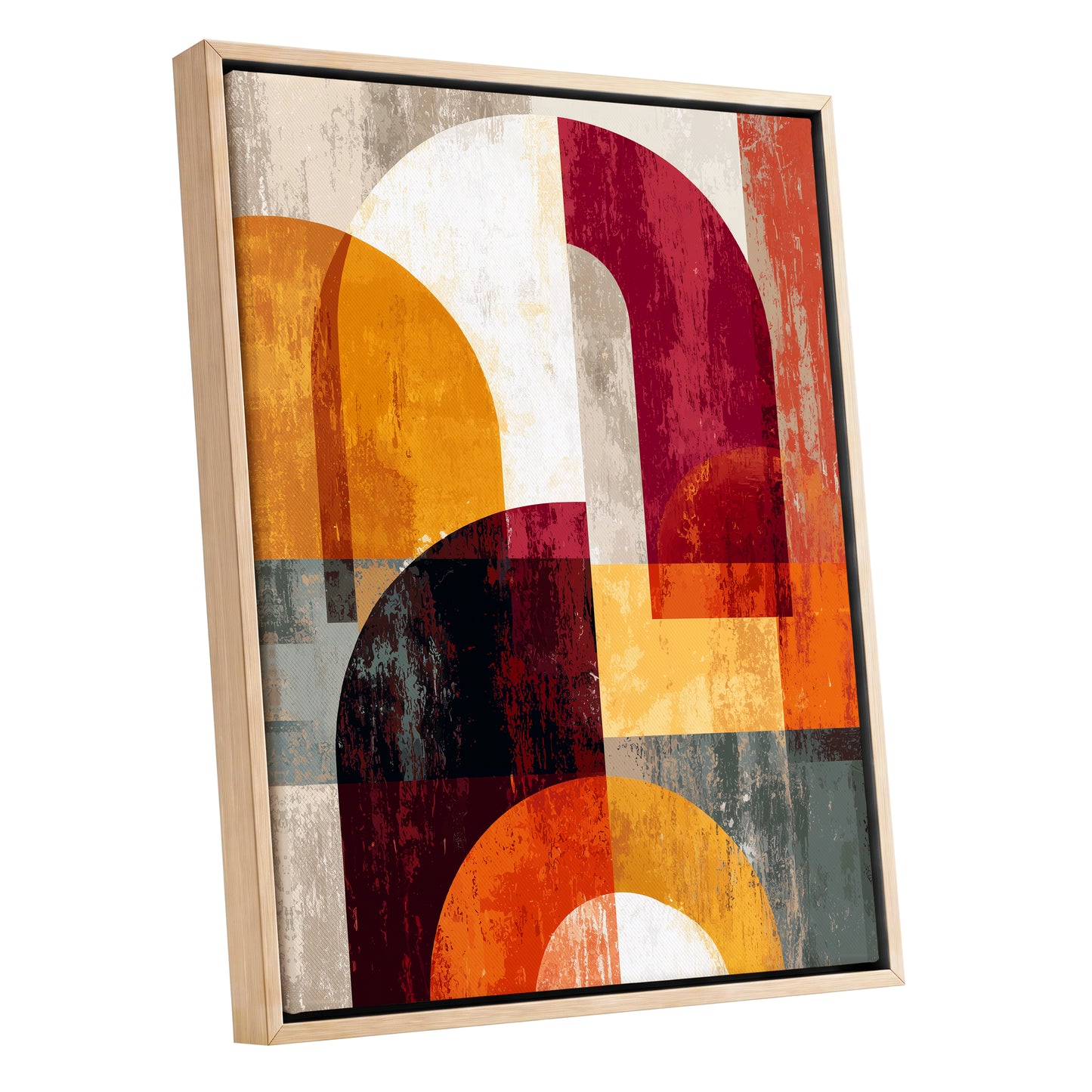 Retro Orange Burgundy Geometric Arch Abstract Art