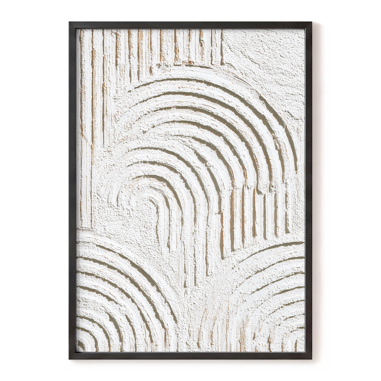 Ivory Beige Textured Rainbow Arch Abstract Art