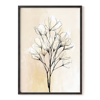 Neutral Cream Botanical Line Art Wall Art