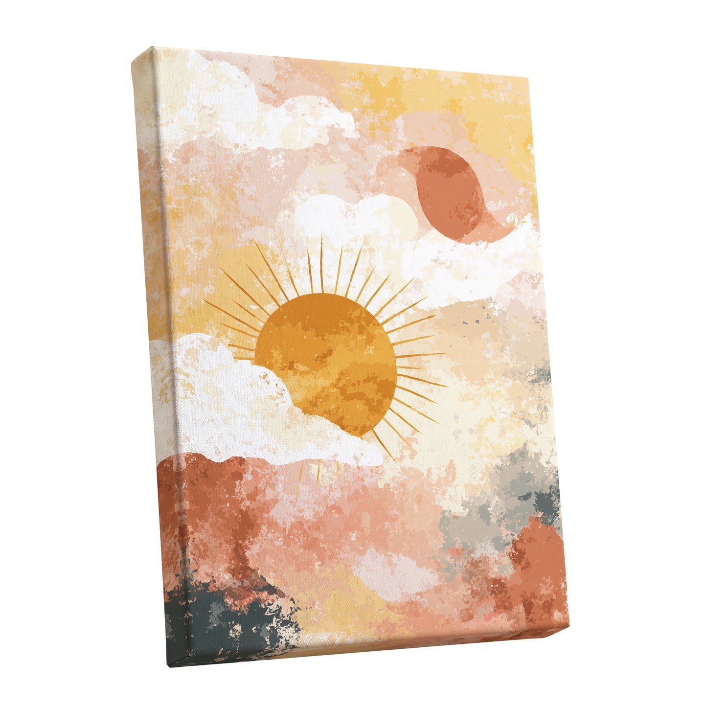 Golden Sun Peach Abstract Cloud Landscape Art