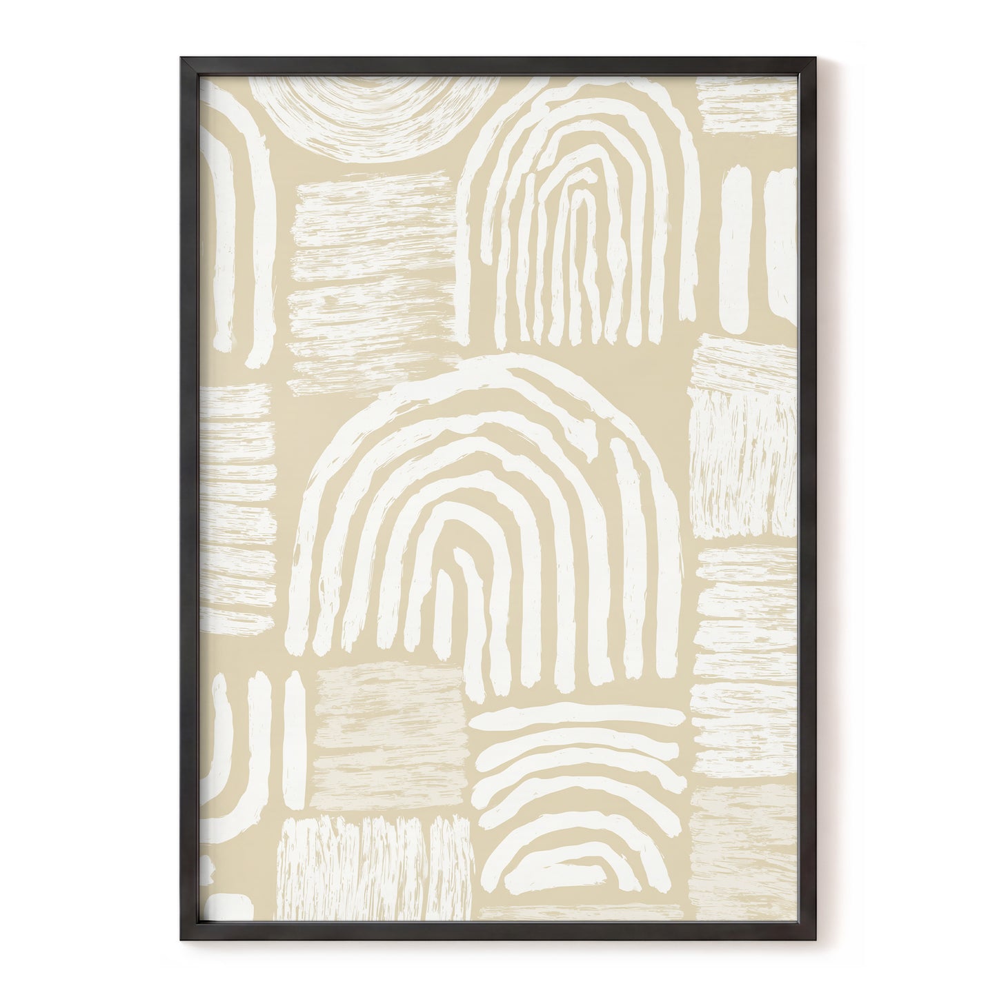 Neutral Beige Abstract Rainbow Wall Art