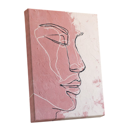 Blush Pink Abstract Woman Face Line Art