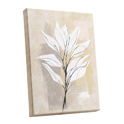 Ivory Beige Minimal Botanical Leaf Wall Art