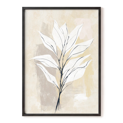 Ivory Beige Minimal Botanical Leaf Wall Art