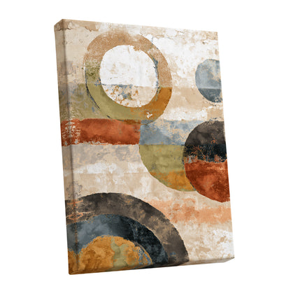 Rust Olive Blue Geometric Circle Abstract Art