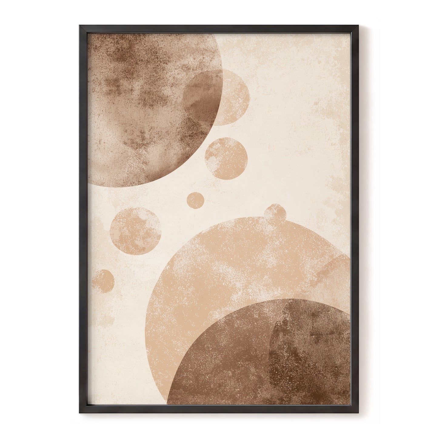 Neutral Brown Geometric Circles Abstract Wall Art