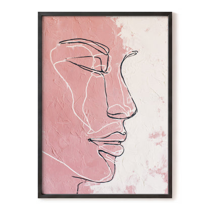 Blush Pink Abstract Woman Face Line Art