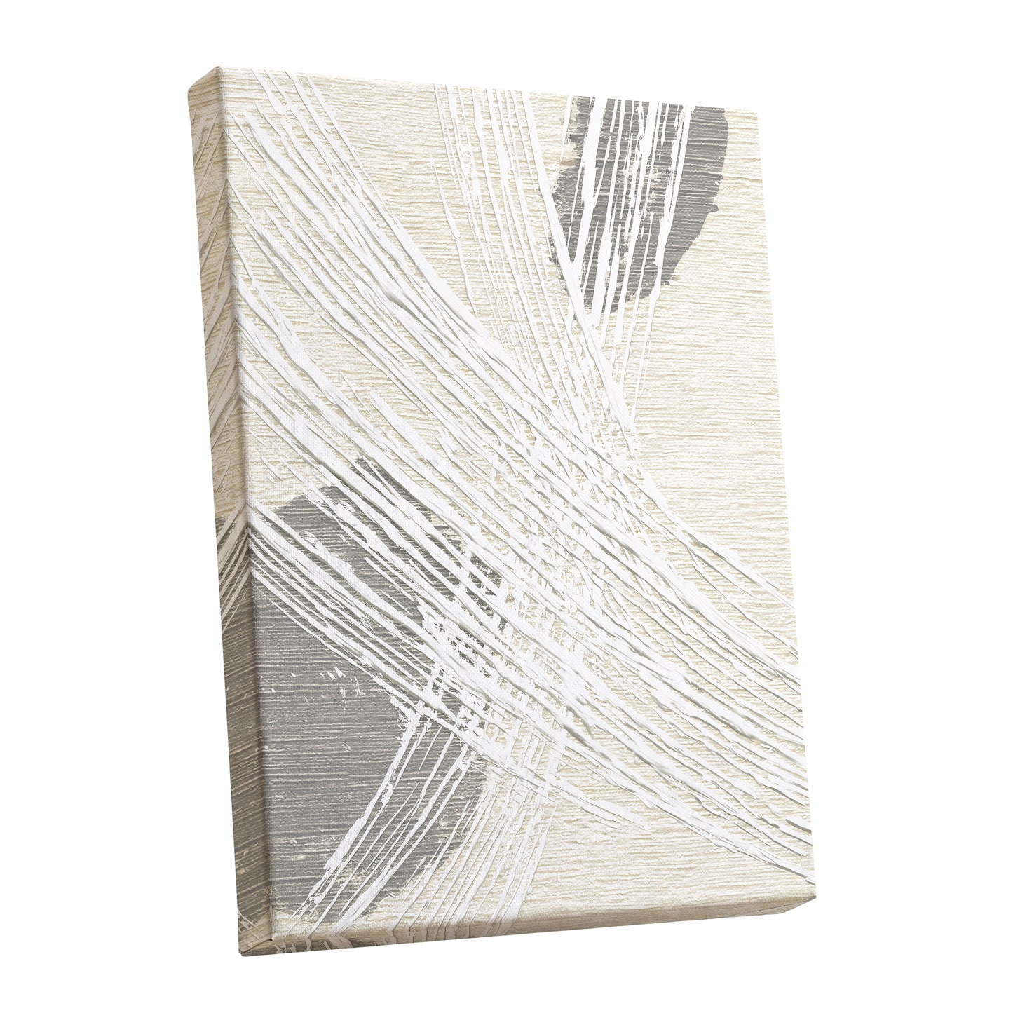 Ivory Gray Linear Palm Leaf Abstract Wall Art