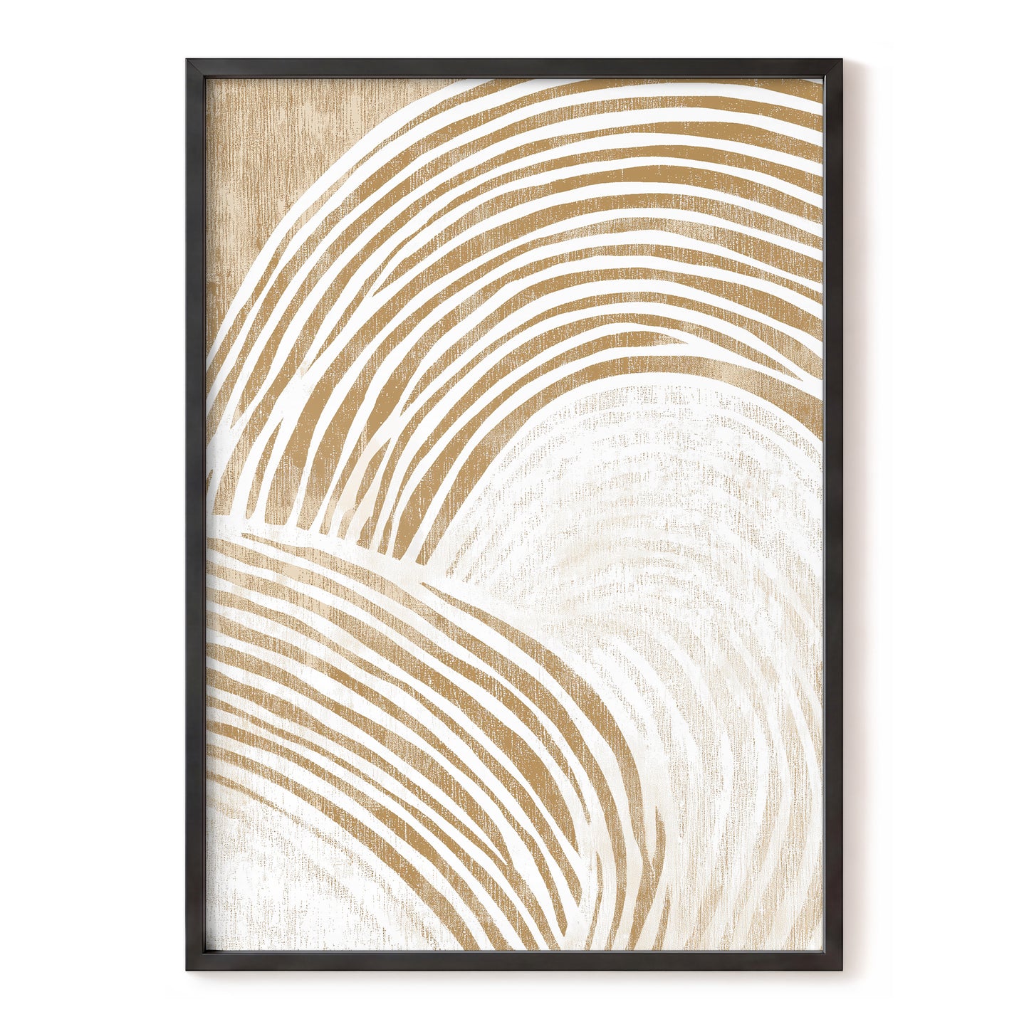 Warm Beige Abstract Curved Lines Wall Art