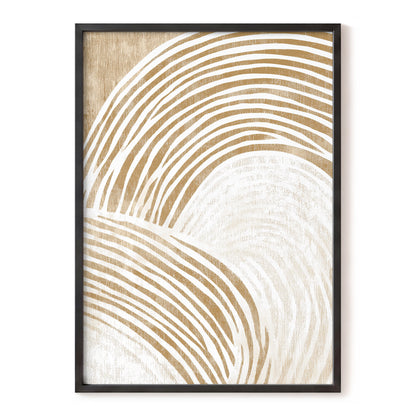 Warm Beige Abstract Curved Lines Wall Art