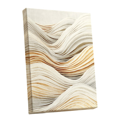 Ivory Beige Layered Abstract Wavy Line Art