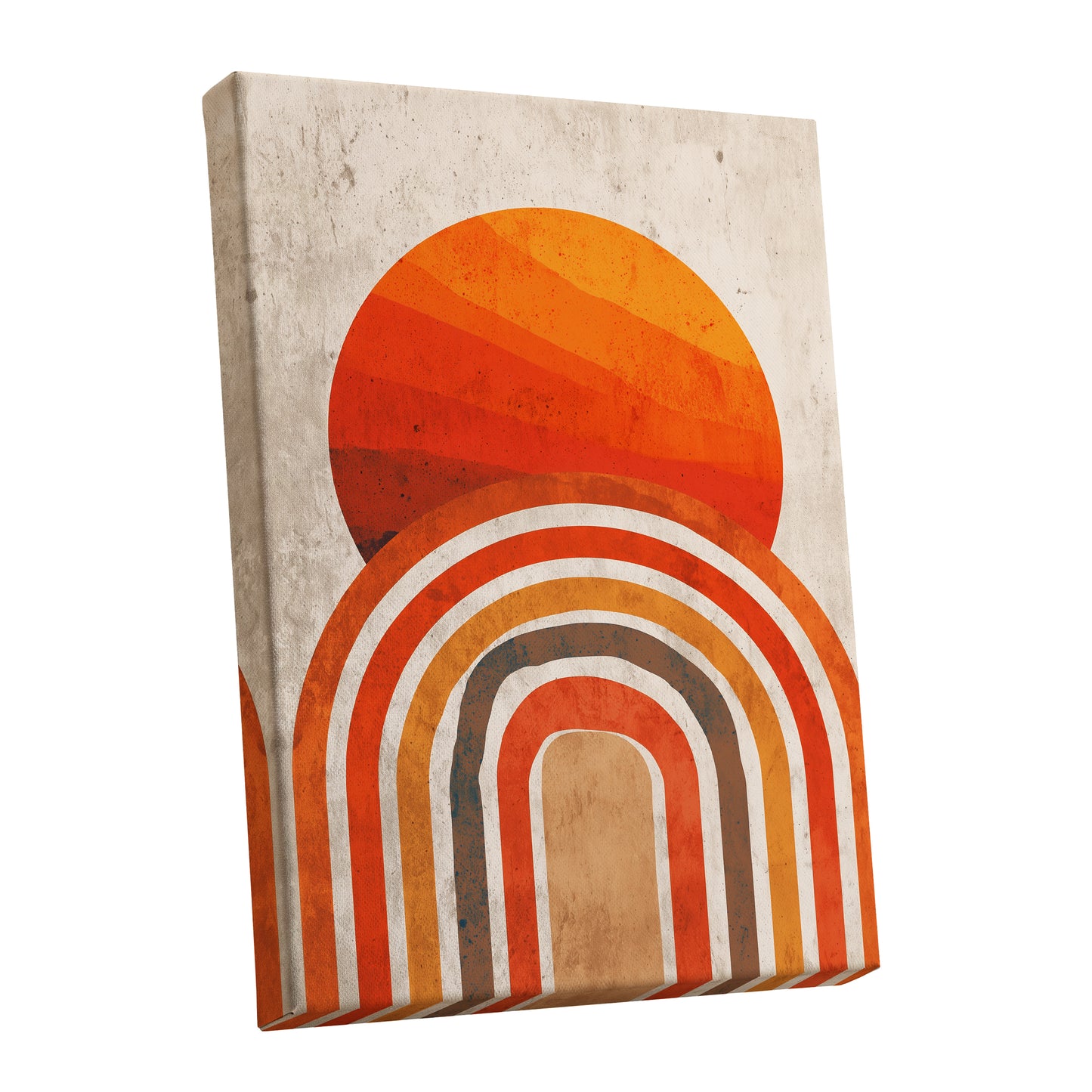 Retro Orange Sunset Rainbow Arch Abstract Art