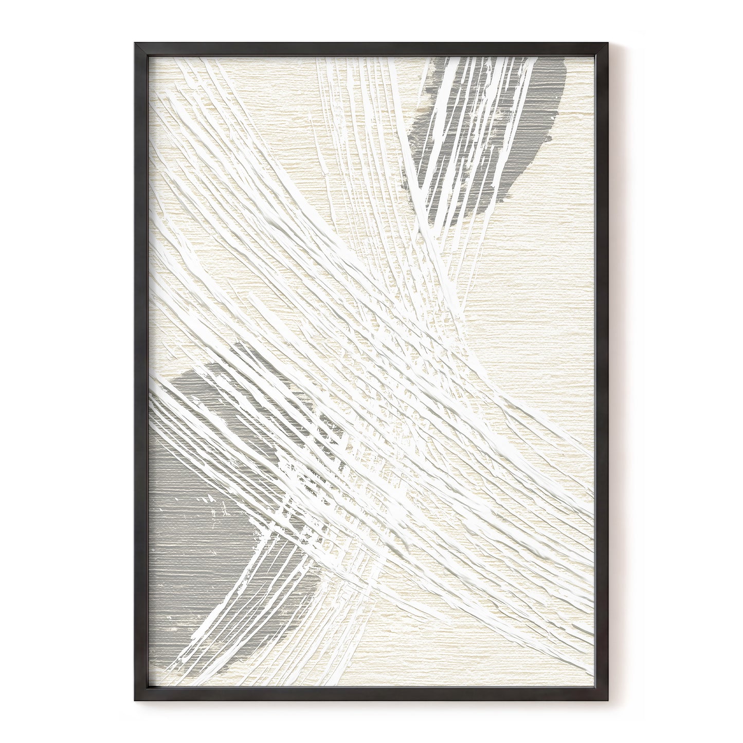 Ivory Gray Linear Palm Leaf Abstract Wall Art